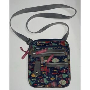 Lilly Bloom Crossbody Bag Purse Fish Print Adjustable Strap